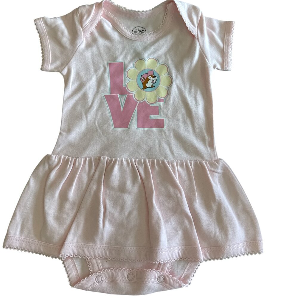 Buc-ee’s Beaver Light Pink One Piece Bodysuit with Skirt 3-6 months Girl NWOT
